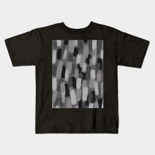 Abstract, Grey and Black, Paint Brush Effect Kids T-Shirt